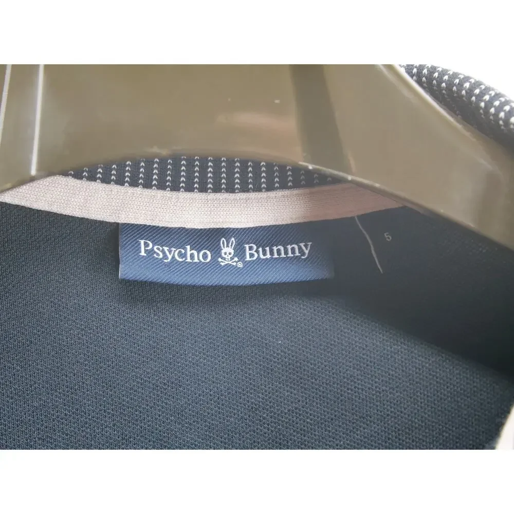 Psycho Bunny Mens Polo Shirt Size 5 Med Black Pima Cotton Golf Polo Short Sleeve